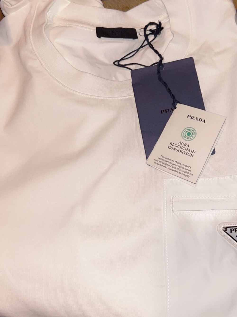 Prada White Short-Sleeve Logo Pocket Tee